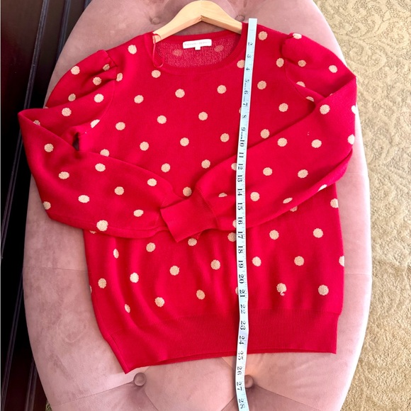 Madison + Hudson puff sleeves red polkadot sweater size medium - Picture 8 of 8